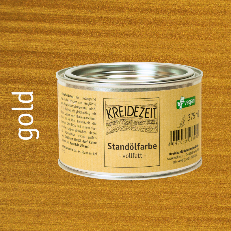 Standölfarbe, Schlussanstrich gold Standölfarbe, Schlussanstrich gold
